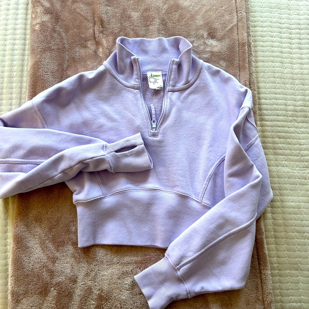 Aerie offline: Cropped quarter zip in Lilac
